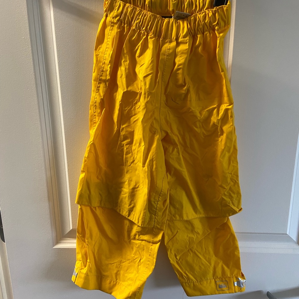 Toddler/Little kids rain pants. REI bright yellow. 3T unlined